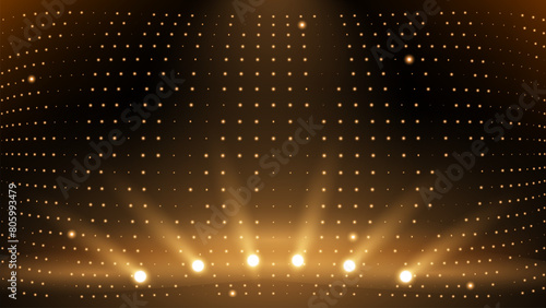 stadium lights with rays. Abstract golden light rays background