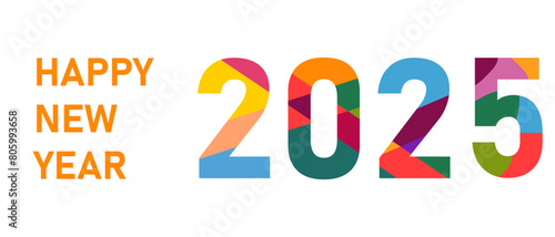 Happy New Year 2025 logo text design. 2025 number design template.