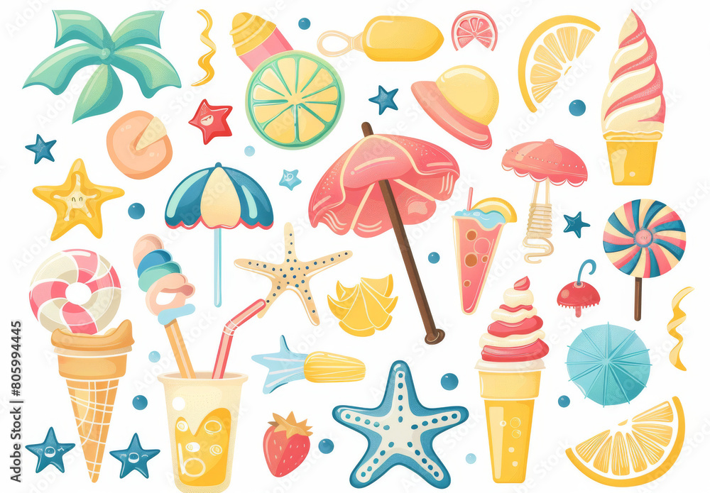 Beach cream set flat vector illustration Beach cream set flat vector illustration