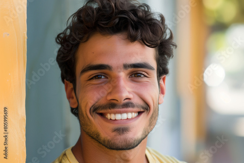 Portrait of a smiling joyful handsome man. High quality photo