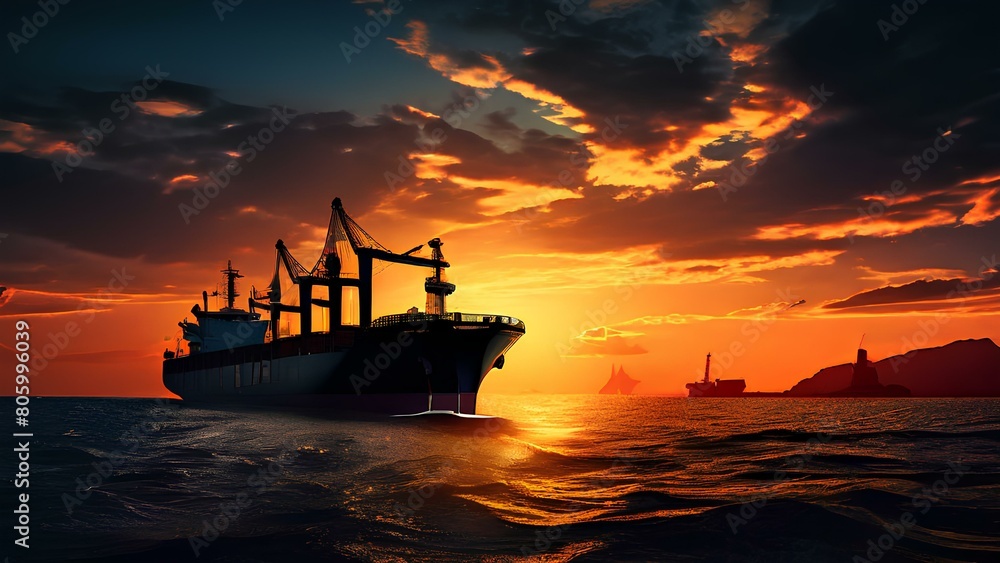 Sailing into Sunset | AI Illustration of a Voyage Amidst the Golden Waves