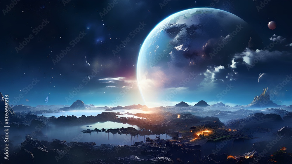 Lunar Odyssey: Adventures on the Moon. AI Generated Illustration Lunar Odyssey: Adventures on the Moon. AI Generated Illustration