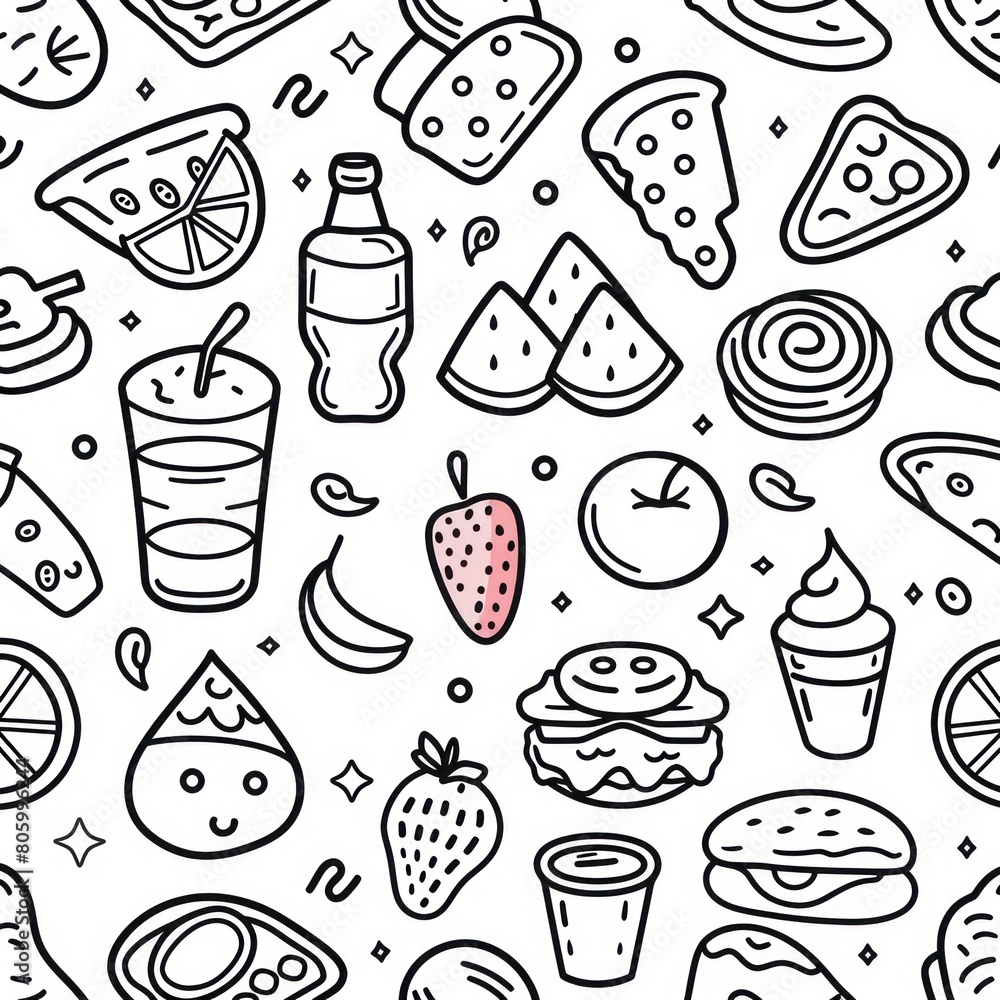 food Pattern outline style