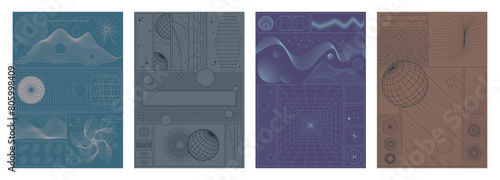 Abstract Geometric Shapes, Mesh, Grid, Surface for Abstract Posters, Covers, Illustrations