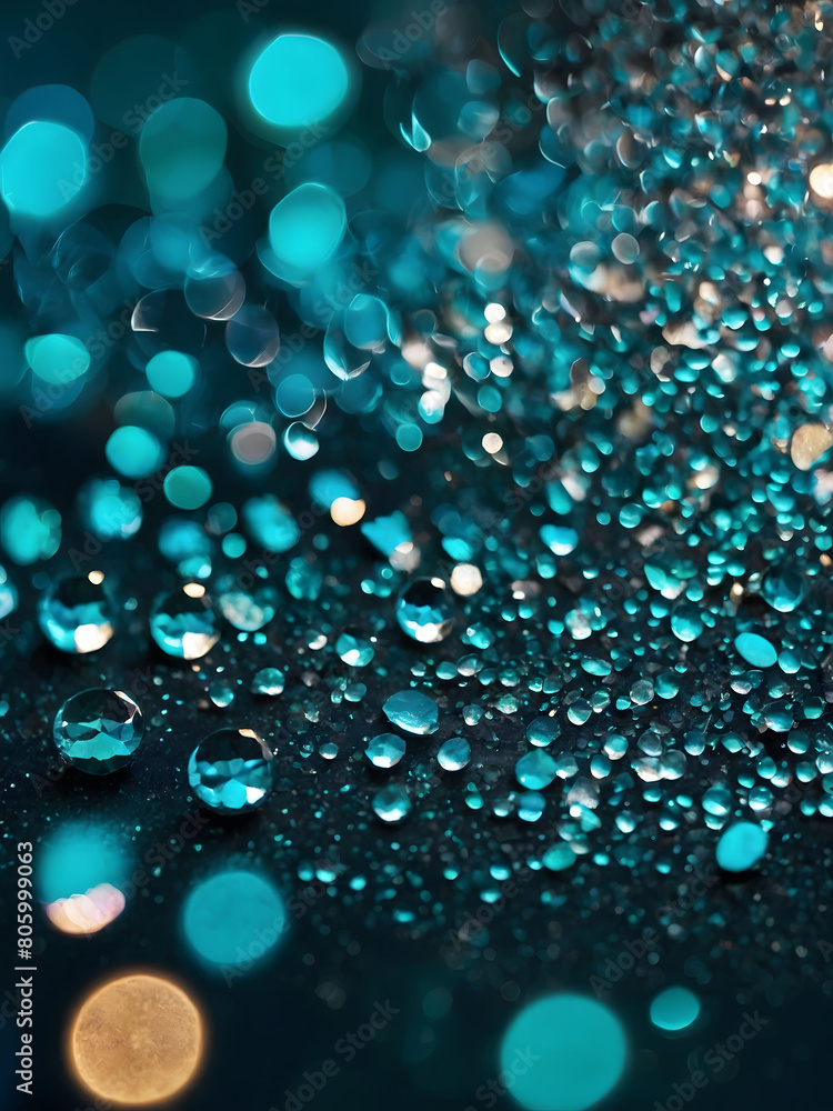 Turquoise Glitter Bokeh Oasis, Explore a Tranquil Abstract Background Bedecked with Turquoise Glitter Shimmers.