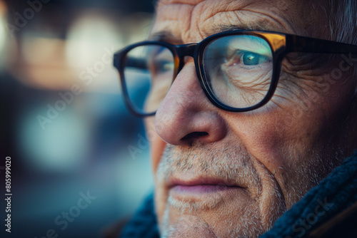 image is a close up of an older person's face.