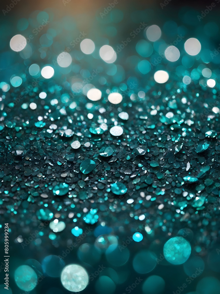 Turquoise Glitter Bokeh Oasis, Explore a Tranquil Abstract Background Bedecked with Turquoise Glitter Shimmers.