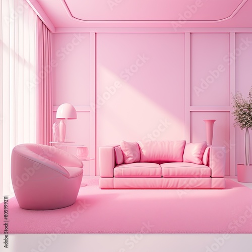 Room decorated in pink theme