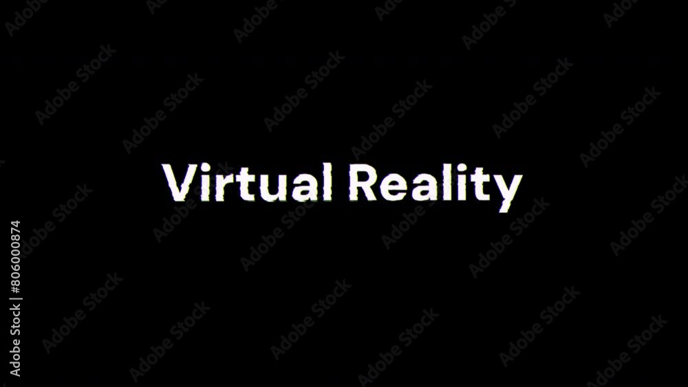 Virtual Reality text with screen effects of technological failures. Spectacular screen glitch with various kinds of interference. Looped Virtual Reality text with screen effects of technological failures. Spectacular screen glitch with various kinds of interference. Looped