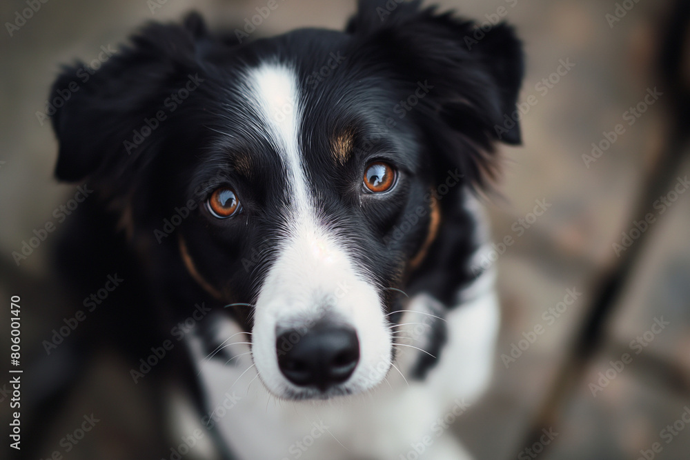 black and white puppy portrait