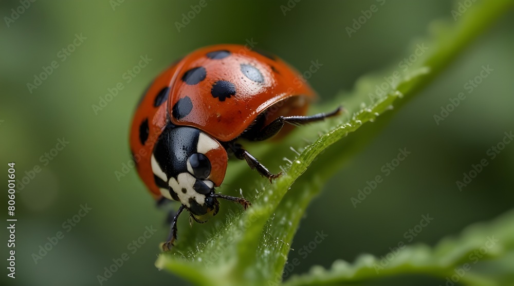Macro photograph ya vibrant red ladybug adorned with.generative.ai Macro photograph ya vibrant red ladybug adorned with.generative.ai