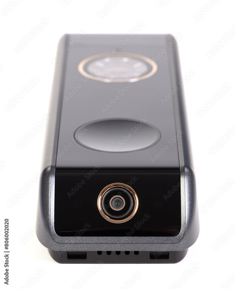 Fototapeta premium Modern wireless camera doorbel, on white background