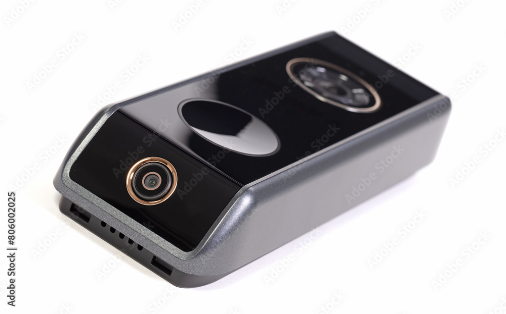 Modern wireless camera doorbel, on white background Modern wireless camera doorbel, on white background