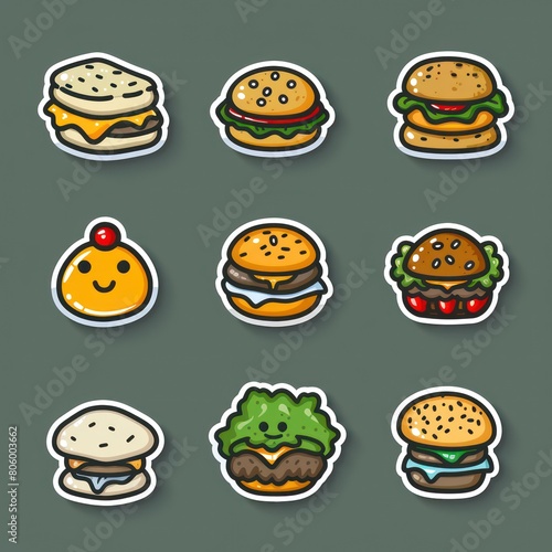 fast food simple icons vivid colors