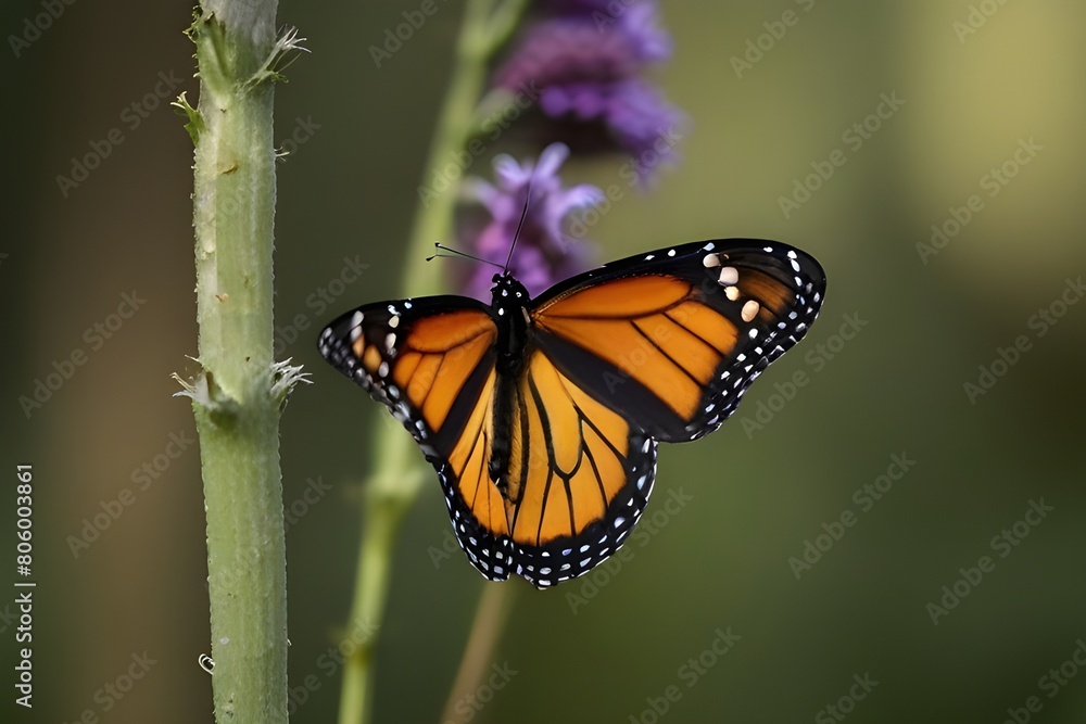 Obraz premium Monarch butterfly closeup on a background of other but.generative.ai