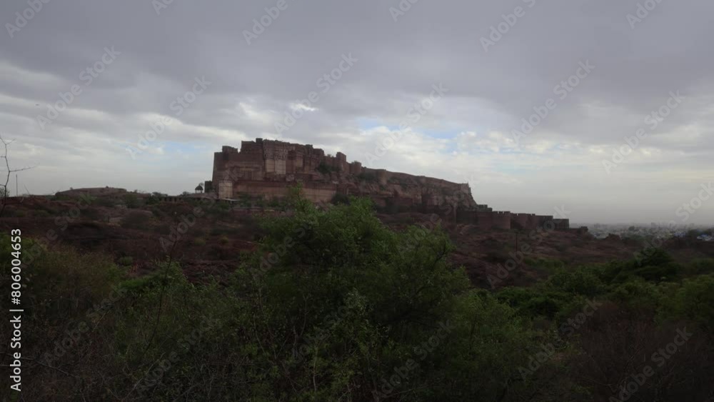 ancient historical fort with dramatic cloudy sky at evening from different angle ancient historical fort with dramatic cloudy sky at evening from different angle