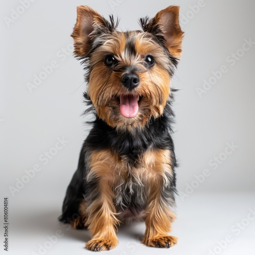 yorkshire terrier, sitting on white background