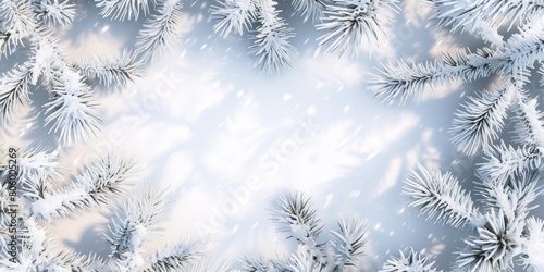 winter pine branches the snow. Christmas background