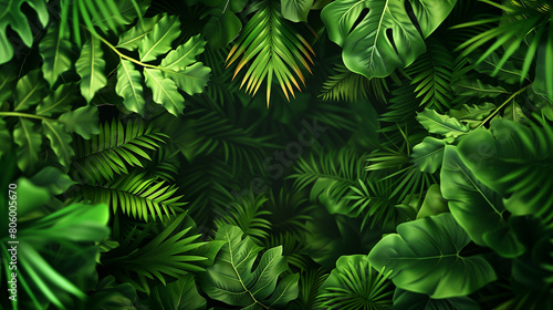 closeup nature view of green leaf and palms background  concept  tropical leaf
