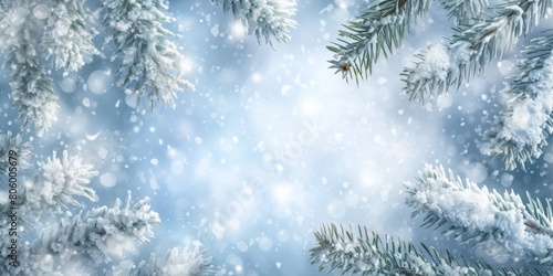winter pine branches the snow. Christmas background © megavectors