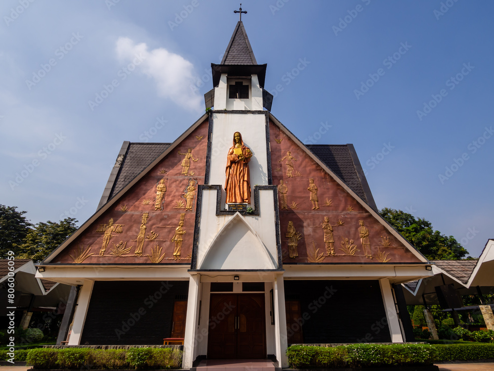 Jakarta, Indonesia (May 5, 2024): St. Catherine of Siena Church in the Taman Mini Indonesia Indah area, Jakarta, Indonesia.
