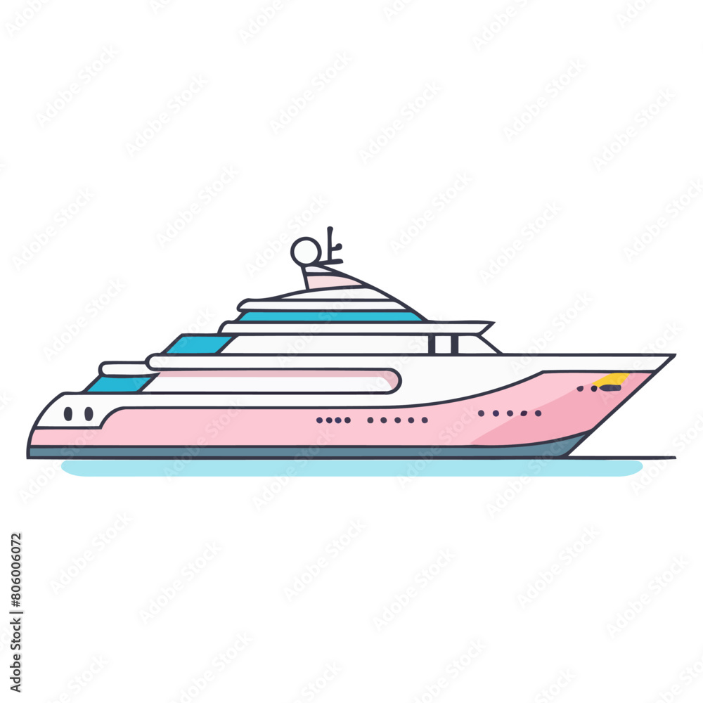 A vector icon depicting a big yacht, representing luxury watercraft and upscale marine travel.