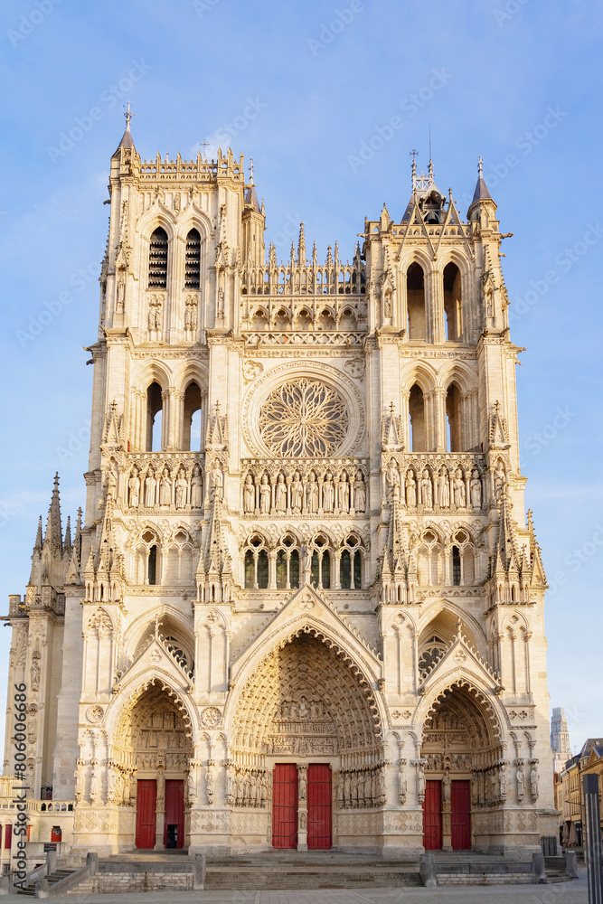 Very beautiful Notre-Dame Cathedral in Amiens. Gothic style