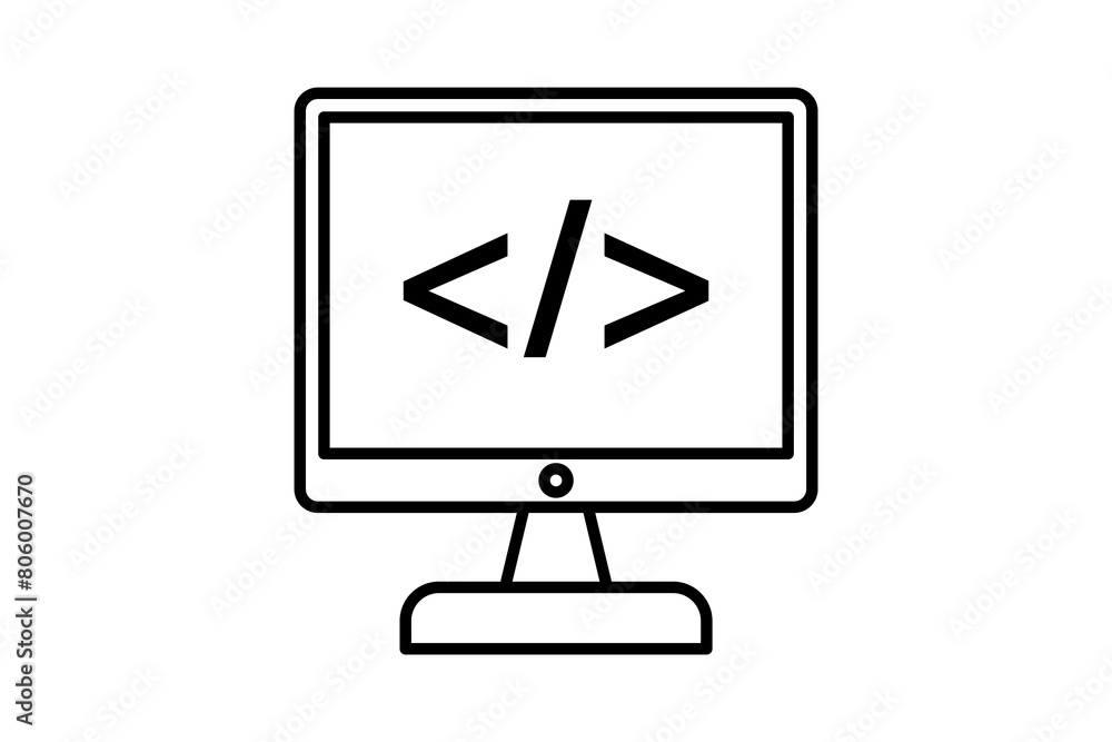 computer screen with code icon. icon related to computer. suitable for web site, app, user interfaces, printable etc. line icon style. simple vector design editable computer screen with code icon. icon related to computer. suitable for web site, app, user interfaces, printable etc. line icon style. simple vector design editable