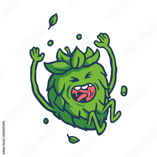 Cartoon Hop Mascot Screaming in Panic Funny Beer Ingredient Character vector images