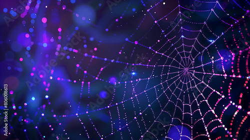 Glowing Threads: Ethereal Spider Web at Night © Edifi 4