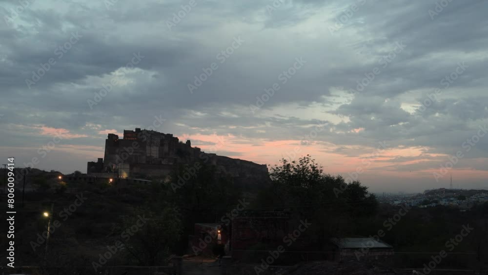 ancient historical fort with dramatic sunset sky at dusk from flat angle ancient historical fort with dramatic sunset sky at dusk from flat angle