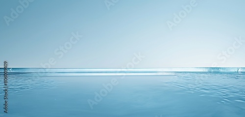A panoramic shot of a pristine, ice-blue background, with a single, thin, white line stretching horizontally across, embodying the serene and clean aesthetic of minimalist design. 
