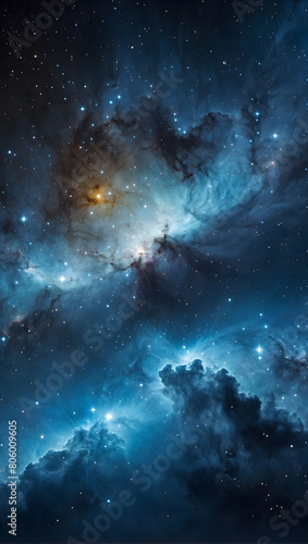 Vast Azure Nebula, Futuristic Starlit Sky Technology Scene