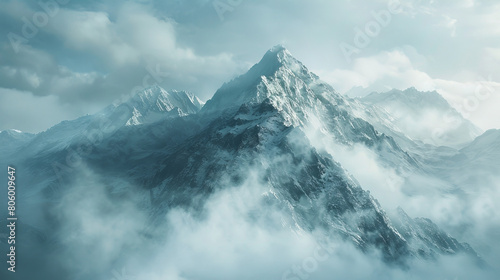 The mountain is covered in snow and the sky is cloudy © ART IS AN EXPLOSION.