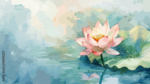 Seerose Lotus Pflanze Blüte Garten Beruhigend Blume Kunst Künstlerisch Aufblühen Wasserfarben Vektor photo