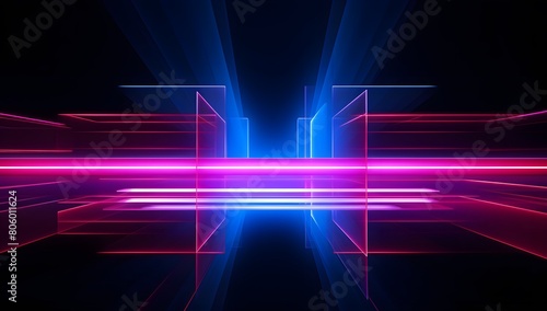 3d abstract background with ultraviolet neon lights, glowing lines 