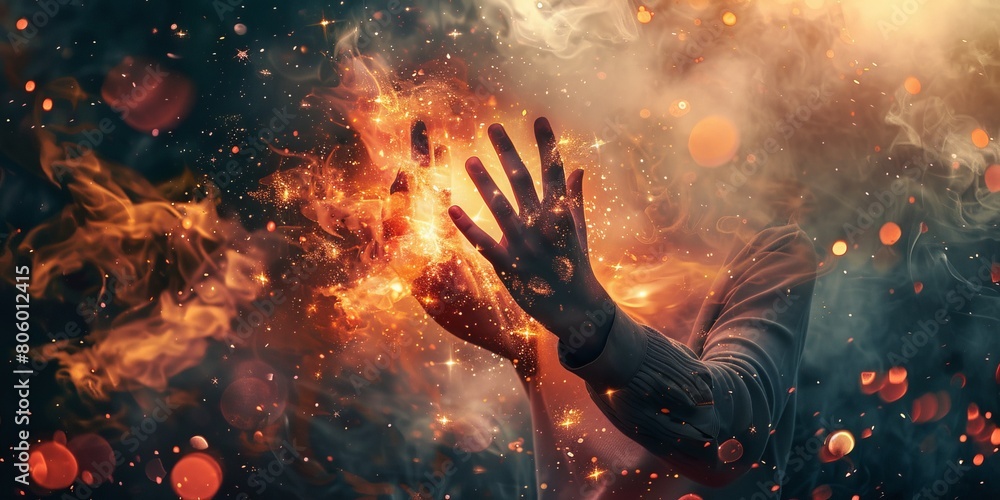 Man Reaching Hands Towards Fire