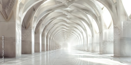 Long Hallway With Arches and Pillars photo