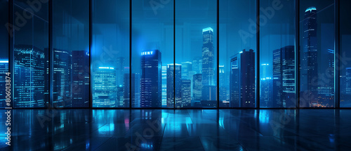 Modern Cityscape Abstract Background in Blue Tones