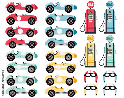 Race Cars, Vintage, retro, Art & Illustration