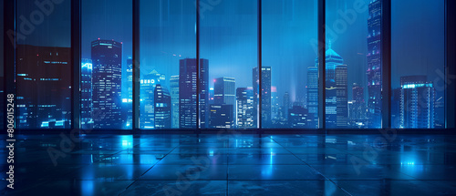 Modern Cityscape Abstract Background in Blue Tones