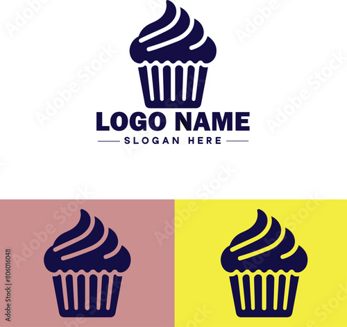 cupcake icon flat Muffin Fairy cake Petit four icon logo sign symbol editable vector