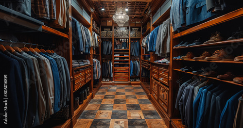 A large walk in closet with many clothes and shoes © Mr. Stocker