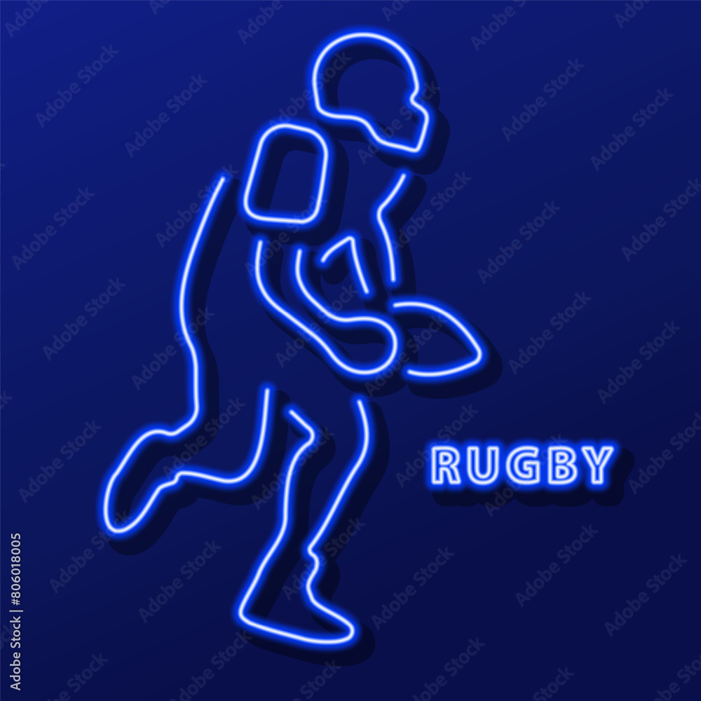 rugby neon sign, modern glowing banner design, colorful modern design trend on black background. Vector illustration. rugby neon sign, modern glowing banner design, colorful modern design trend on black background. Vector illustration.