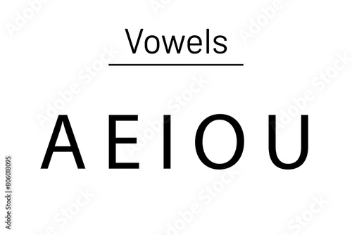 Vowels, a e i o u. English vowels. 