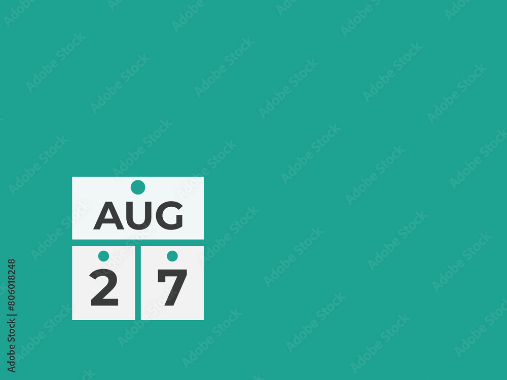 August 27 calendar reminder. 27 August daily calendar icon template. Calendar 27 August icon Design template. Vector illustration
August 27 calendar reminder. 27 August daily calendar icon template. Calendar 27 August icon Design template. Vector illustration