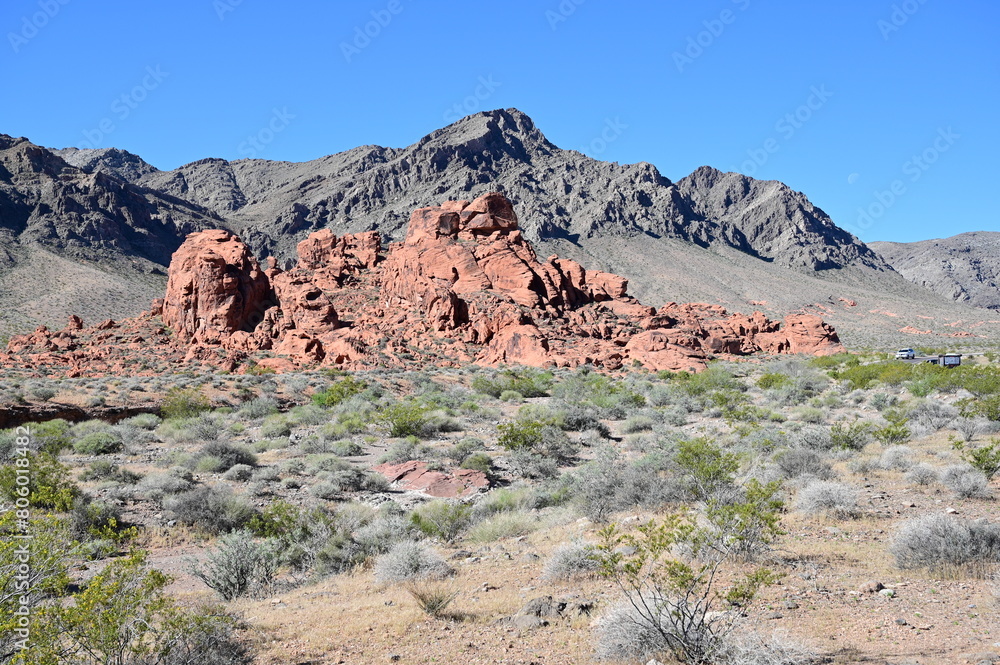 Valley of Fire in Nevada on a scorching hot day during April 2024. Valley of Fire in Nevada on a scorching hot day during April 2024.