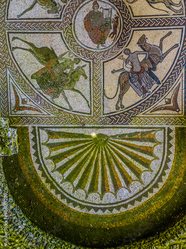 Details of Roman Mosaic at Littlecote, Near Hungerford, Engalnd, UK. photo