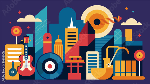 Immerse yourself in the sounds of the citys jazz clubs and discover the stories behind the records that defined a generation. Vector illustration