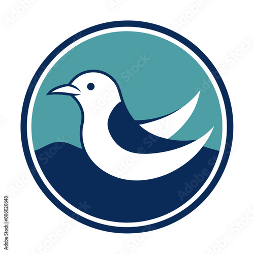 A picture of  A Gull Icon in circle logo   vector style   Minimalist  creative  White background 